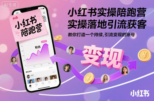 小红书实操陪跑营，实操落地引流获客，教你打造一个持续引流变现的账号-最全项目网