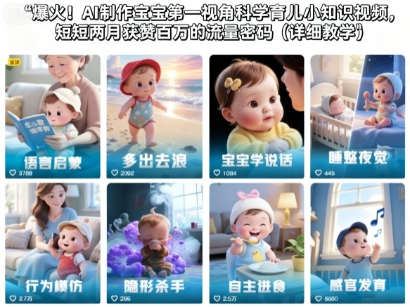 爆火！AI制作宝宝第一视角科学育儿小知识视频，短短两月获赞百万的流量密码（详细教学）-最全项目网