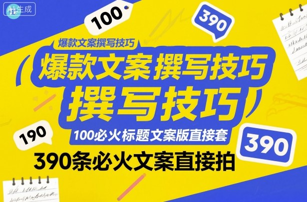 爆款文案撰写技巧，100个必火标题文案模版直接套，390条必火文案直接拍-最全项目网