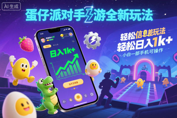 蛋仔派对手游全新玩法，轻松日入1k+，风口信息差玩法，当天见收益，小白一部手机可操作-最全项目网