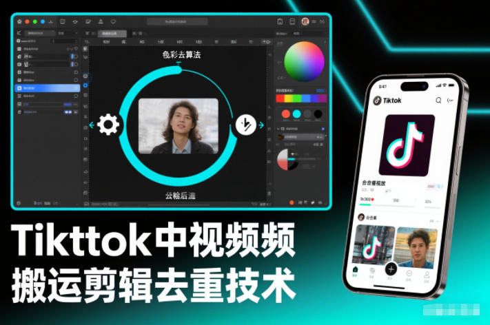Tiktok中视频纯搬运剪辑去重技术，外来技术，自行测试-最全项目网