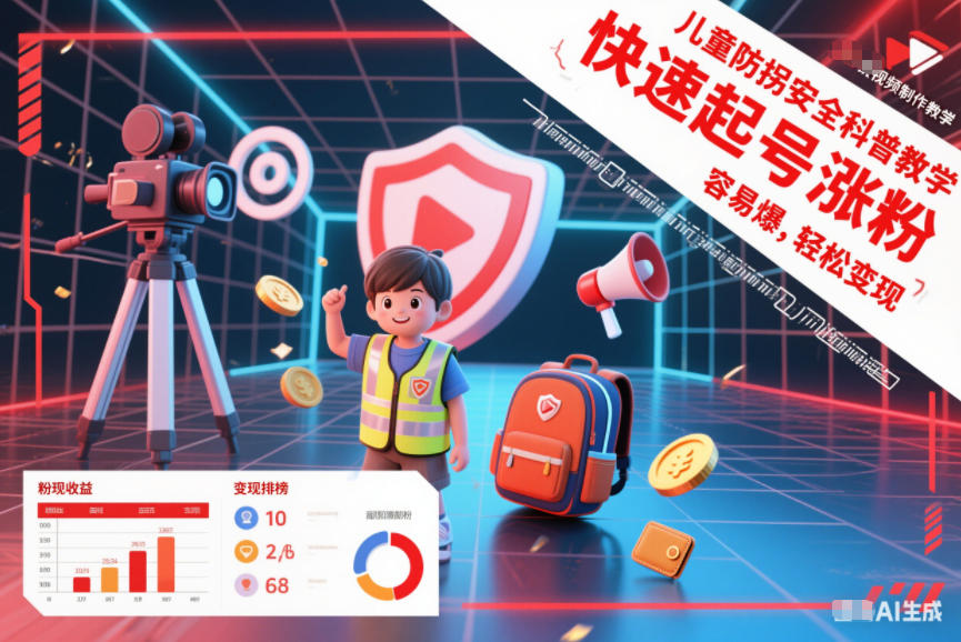 儿童防拐安全科普知识视频制作教学，快速起号涨粉，容易爆，轻松变现-最全项目网