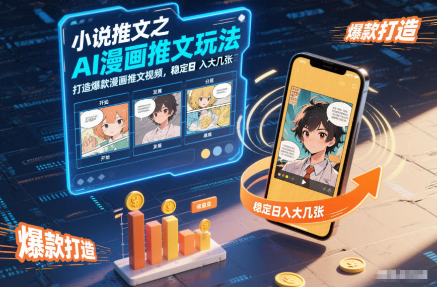 小说推文之AI漫画推文玩法，打造爆款漫画推文视频，稳定日入大几张-最全项目网