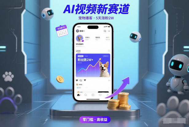 AI视频新赛道，宠物播客仅注册5天涨粉2W，收益非常可观-最全项目网