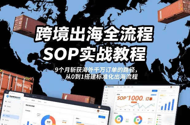 跨境出海全流程全盘托出SOP实战教程，9个月斩获海外千万订单的路径，从0到1搭建标准化出海流程-最全项目网
