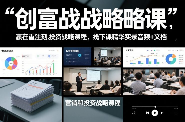 创富战略课，赢在重注时刻，营销和投资战略课程，线下课精华实录音频+文档-最全项目网
