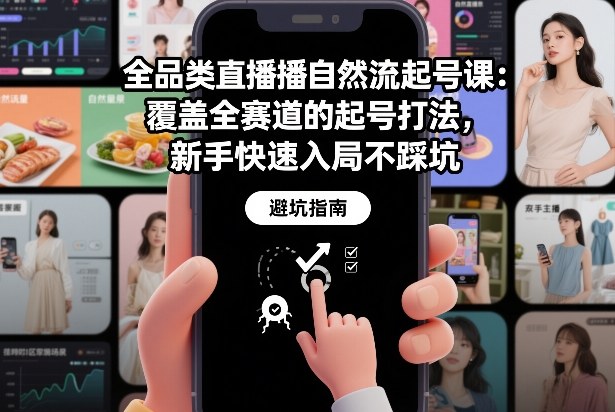 全品类直播自然流起号课：覆盖全赛道的起号打法，新手快速入局不踩坑-最全项目网