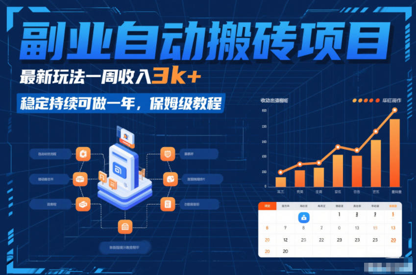 副业自动搬砖项目，最新玩法一周收入3k+，稳定持续可做一年，保姆级教程【揭秘】-最全项目网