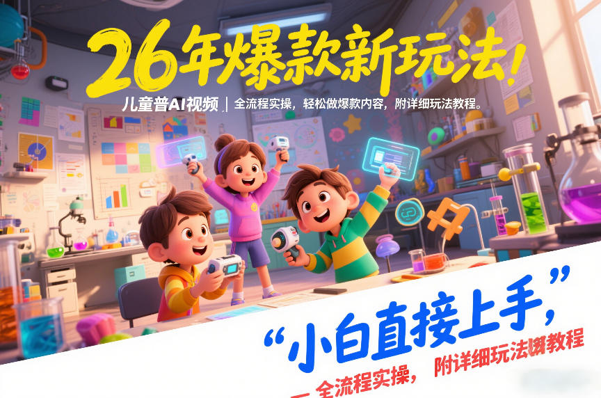 26年爆款新玩法，儿童科普AI视频，全流程实操，轻松做爆款内容，小白直接上手，附详细玩法教程-最全项目网