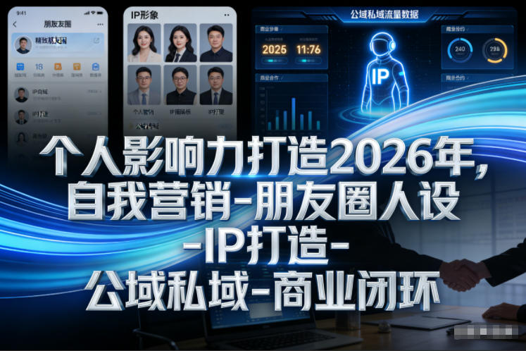 个人影响力打造2026年，自我营销-朋友圈人设-IP打造-公域私域-商业闭环-最全项目网