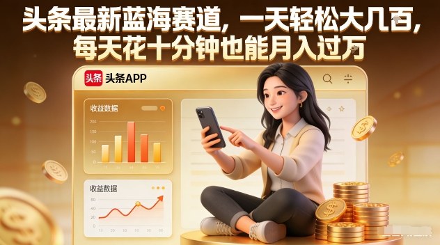 头条最新蓝海赛道，一天轻松大几张，每天花十分钟也能月入过1W【揭秘】-最全项目网
