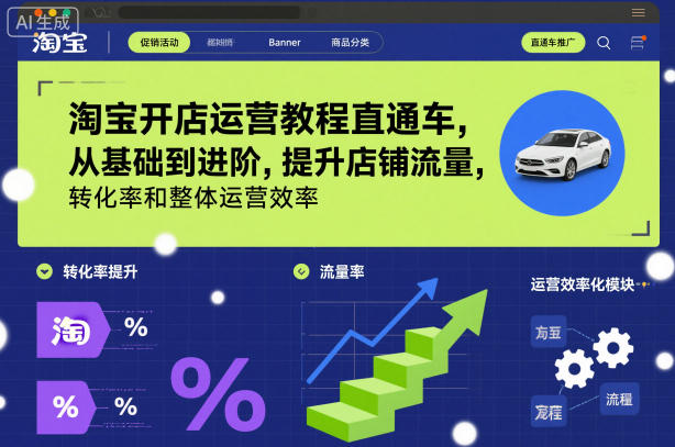 淘宝开店运营教程直通车，从基础到进阶，提升店铺流量，转化率和整体运营效率（更新26年1月）-最全项目网