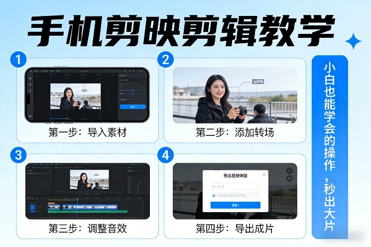 手机剪映剪辑教学，小白也能学会的操作，秒出大片-最全项目网