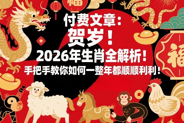 付费文章：贺岁！2026年生肖全解析！手把手教你如何一整年都顺顺利利！-最全项目网