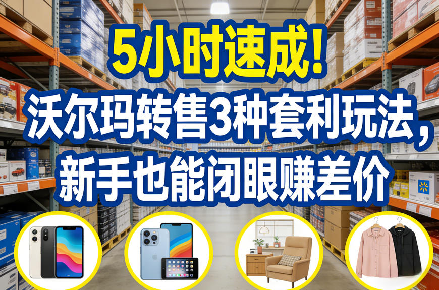 5小时速成！沃尔玛转售3种套利玩法，新手也能闭眼賺差价-最全项目网