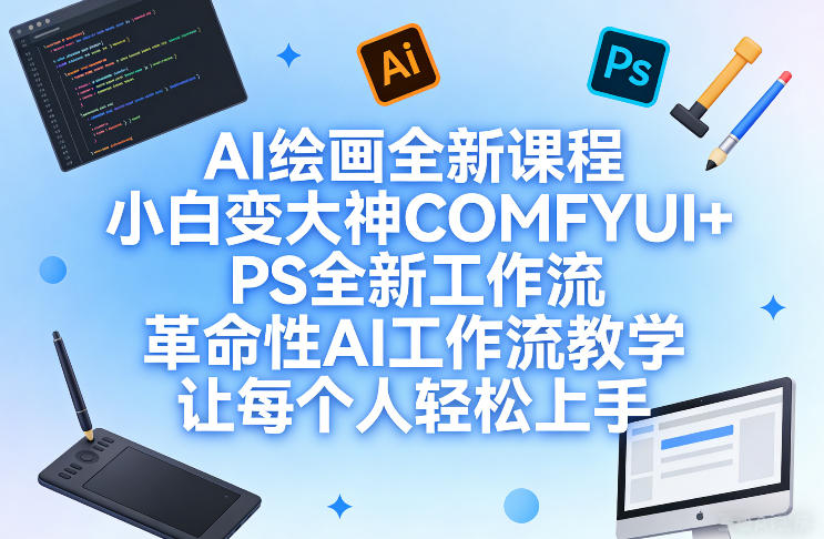 AI绘画全新课程，小白变大神COMFYUI+PS全新工作流，革命性AI工作流教学，让每个人轻松上手-最全项目网