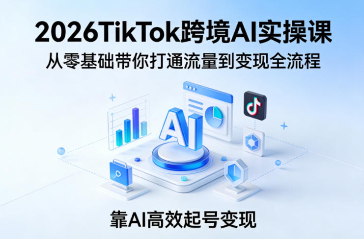 2026TikTok跨境AI实操课，从零基础带你打通流量到变现全流程，靠AI高效起号变现-最全项目网