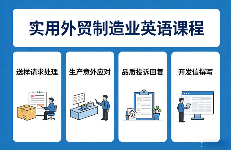 实用外贸制造业英语课程，教你专业处理送样请求、应对生产意外、回复品质投诉、撰写开发信等-最全项目网