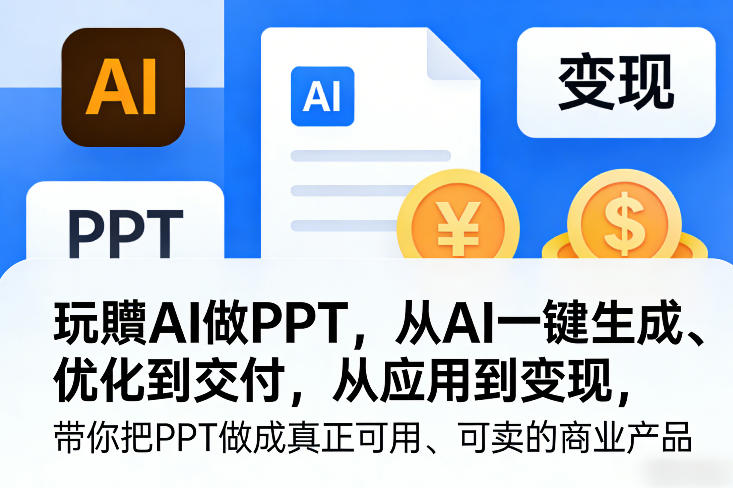 玩賺AI做PPT，从AI一键生成、优化到交付，从应用到变现，带你把PPT做成真正可用、可卖的商业产品（更新0401）-最全项目网