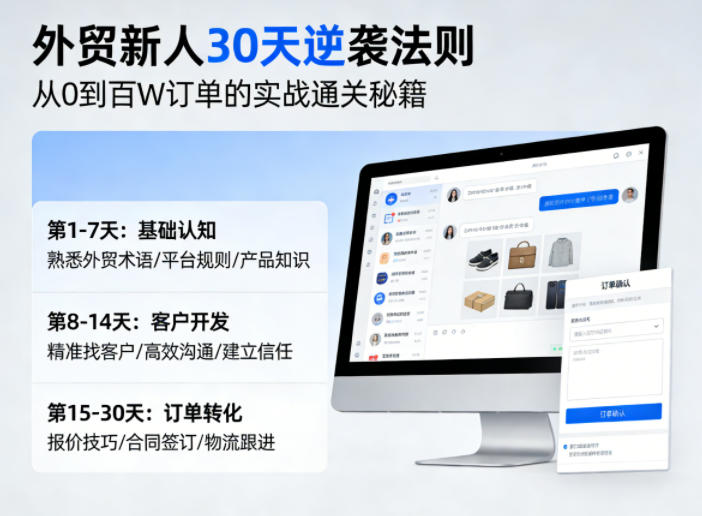 外贸新人30天逆袭法则,教你从0到百W订单的实战通关秘籍