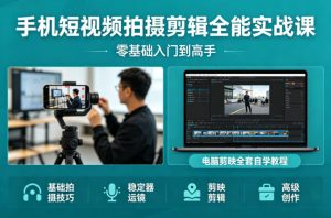 手机短视频拍摄剪辑全能实战课:零基础入门到高手,稳定器运镜+电脑剪映全套自学教程-最全项目网