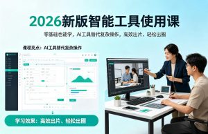 2026新版智能工具使用课,零基础也能学,用AI工具替代复杂操作,高效出片、轻松出圈-最全项目网