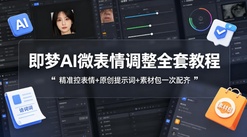 即梦AI微表情调整全套教程，精准控表情+原创提示词+素材包一次配齐-最全项目网