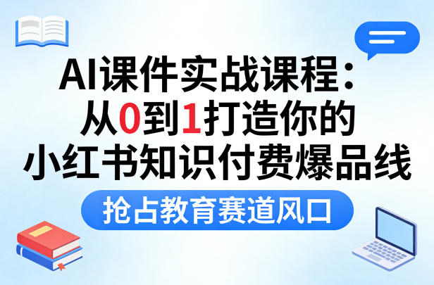 AI课件实战课程，从0到1打造你的小红书知识付费爆品线，抢占教育赛道风口-最全项目网
