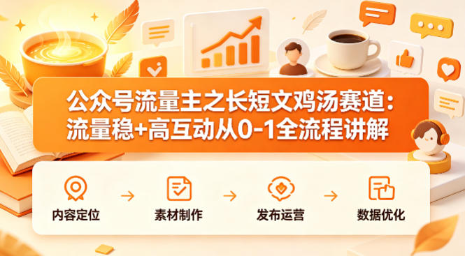 公众号流量主之长短文鸡汤赛道，流量稳+高互动，从0-1全流程讲解-最全项目网