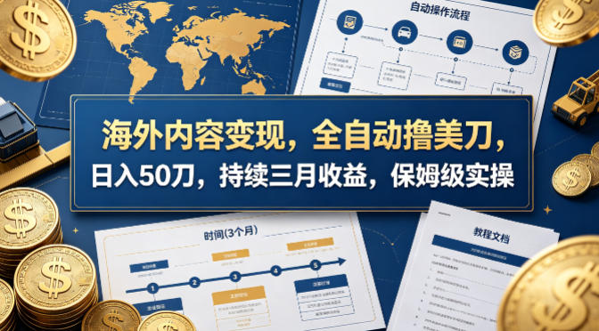 海外内容变现，全自动撸美刀，日入50刀，持续三月收益，保姆级实操【揭秘】-最全项目网