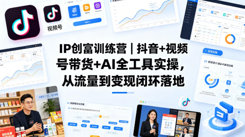 IP创富训练营｜抖音+视频号带货+AI全工具实操，从流量到变现闭环落地-最全项目网