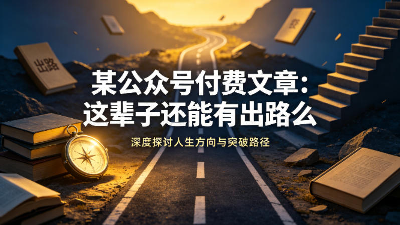 某公众号付费文章：这辈子还能有出路么-最全项目网