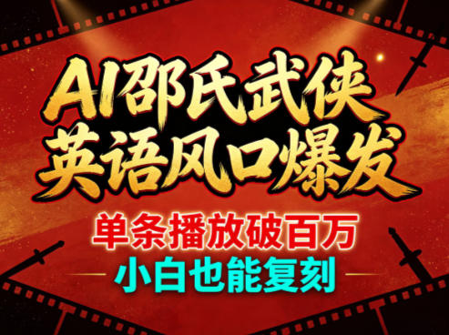 AI邵氏武侠英语风口爆发，单条播放破百万，小白也能复刻-最全项目网