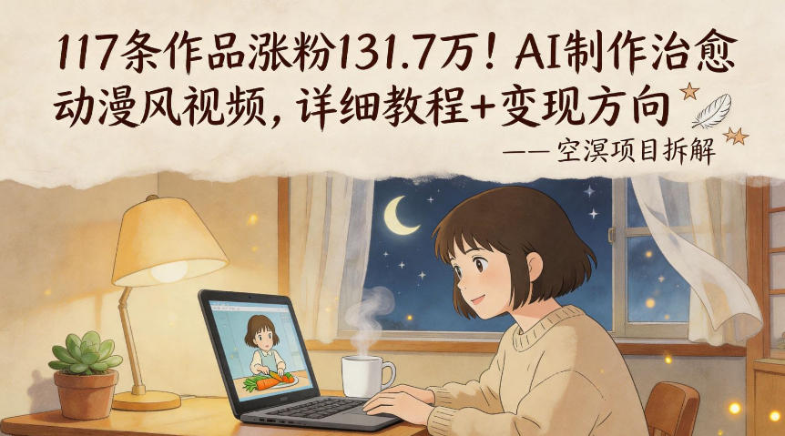 117条作品涨粉131.7W！AI制作治愈动漫风视频，详细教程+变现方向-最全项目网