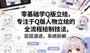 零基础学Q版立绘，专注于Q版人物立绘的全流程绘制技法，层层递进，系统拆解-最全项目网