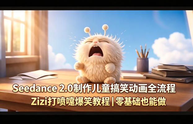 Seedance 2.0制作儿童搞笑动画全流程Zizi打喷嚏爆笑教程｜零基础也能做-最全项目网