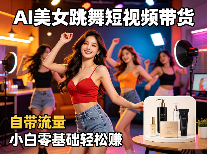 AI美女跳舞短视频带货：自带流量，小白零基础轻松賺，详细拆解-最全项目网