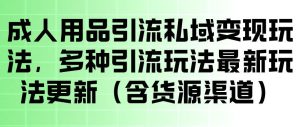 成人用品引流私域变现玩法，多种引流玩法最新玩法，操作简单（含货源渠道）-最全项目网