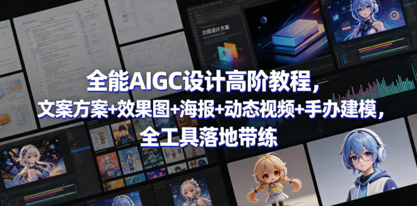 全能AIGC设计高阶教程，文案方案+效果图+海报+动态视频+手办建模，全工具落地带练-最全项目网