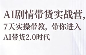 AI剧情带货实战营，7天实操带教，带你进入AI带货2.0时代-最全项目网