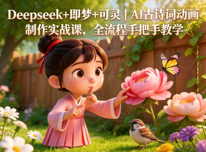 Deepseek+即梦+可灵｜AI古诗词动画制作实战课，全流程手把手教学-最全项目网