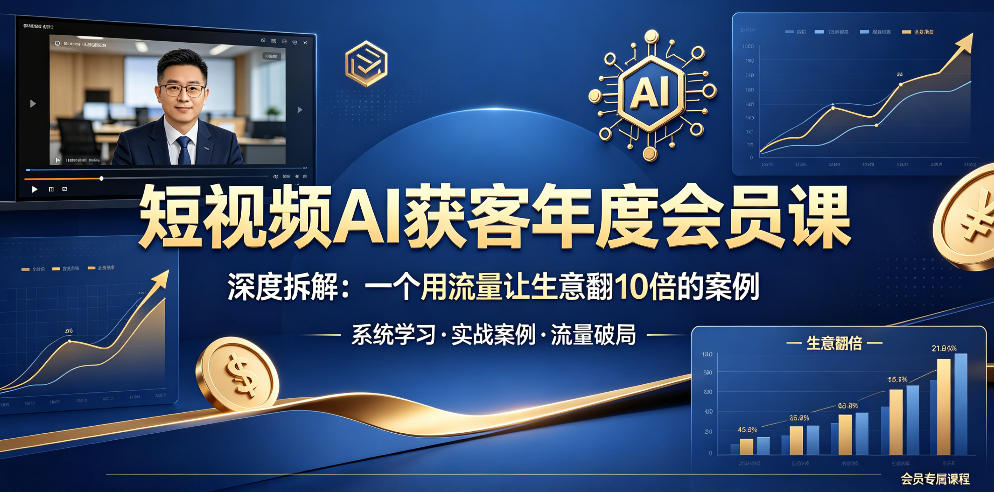 短视频AI获客年度会员课，深度拆解，一个用流量让生意翻10倍的案例-最全项目网