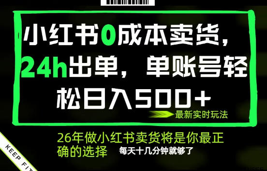 小红书0成本AI卖货，24小时出单，全流程托管，保底日入500+，每天十几分钟就够了【揭秘】-最全项目网