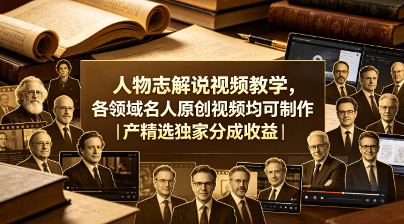人物志解说视频教学，各领域名人原创视频均可制作丨精选独家分成收益（更新0430）-最全项目网