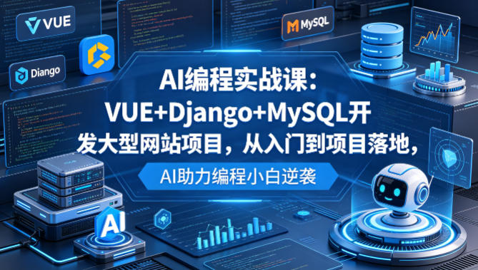 AI编程实战课：VUE+Django+MySQL开发大型网站项目，从入门到项目落地，AI助力编程小白逆袭-最全项目网