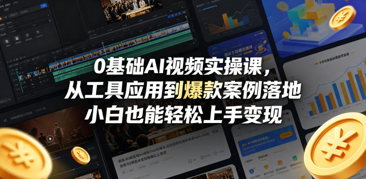 0基础AI视频实操课，从工具应用到爆款案例落地，小白也能轻松上手变现-最全项目网