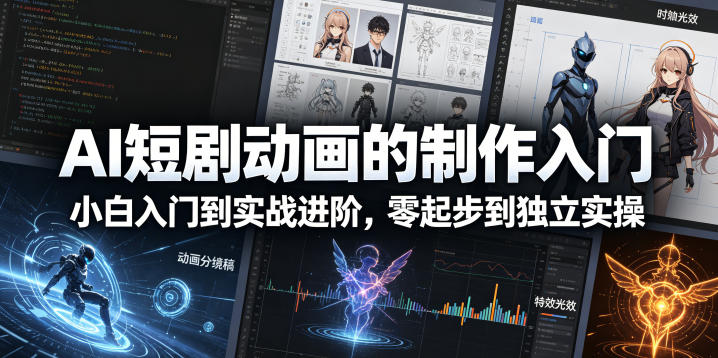 AI短剧动画的制作入门，小白入门到实战进阶，零起步到独立实操-最全项目网
