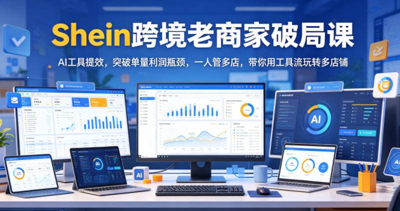 Shein跨境老商家破局课，AI工具提效，突破单量利润瓶颈，一人管多店，带你用工具流玩转多店铺-最全项目网
