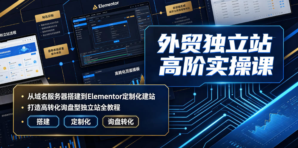 外贸独立站高阶实操课｜从域名服务器搭建到Elementor定制化建站，打造高转化询盘型独立站全教程-最全项目网
