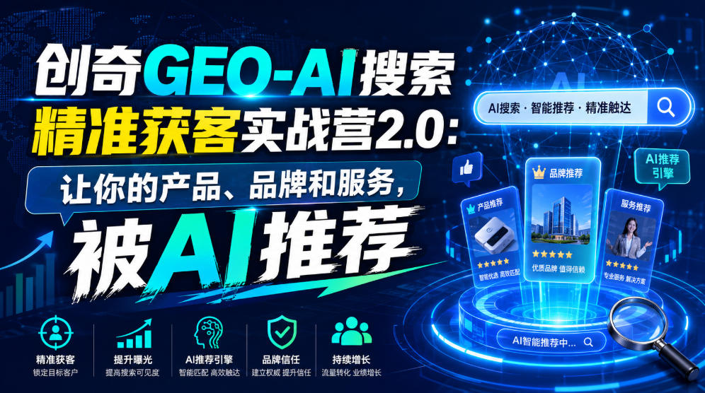 创奇GEO-AI搜索精准获客实战营2.0：让你的产品、品牌和服务，被AI推荐-最全项目网